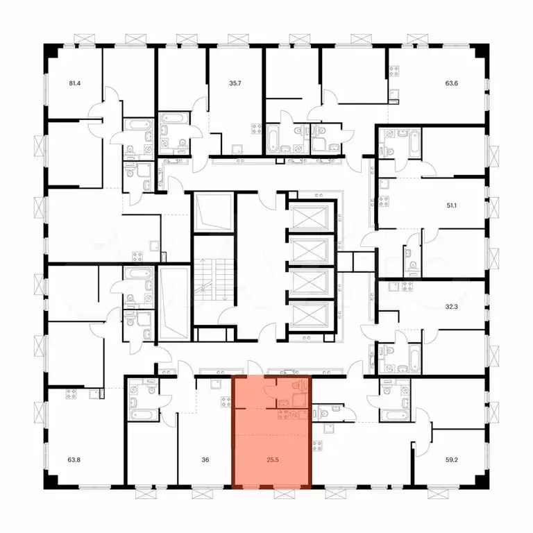 Квартира-студия, 25,1 м, 24/33 эт. - Фото 1