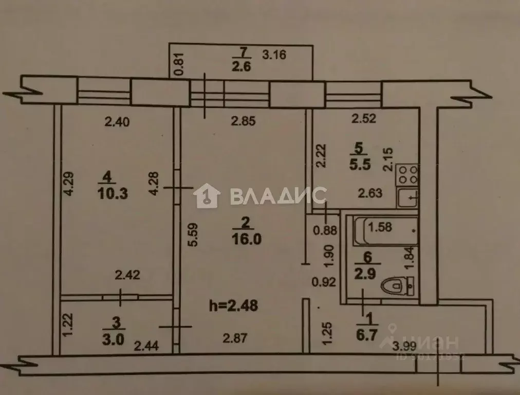 2-к кв. Башкортостан, Стерлитамак ул. Дружбы, 29 (44.4 м) - Фото 2