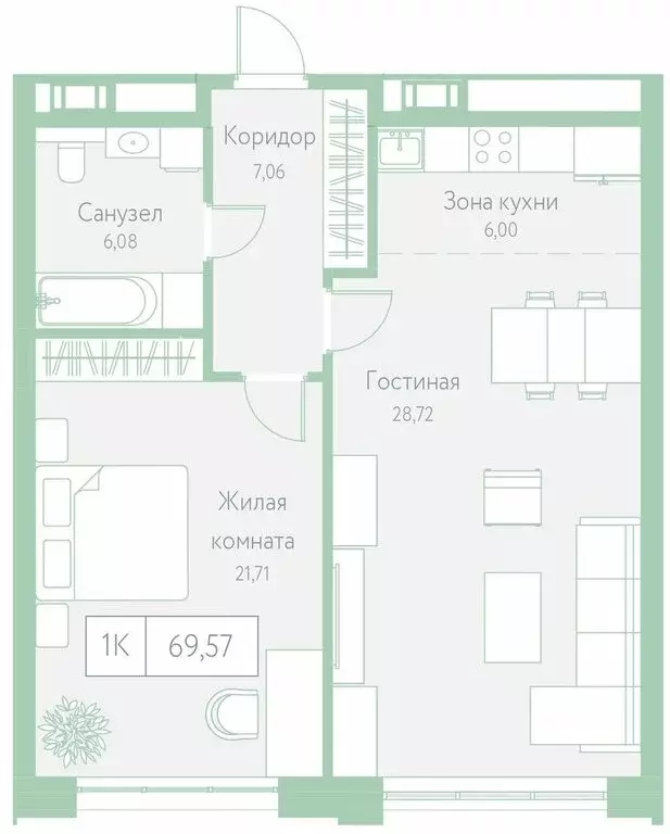 1-комнатная квартира: Хабаровск, Доступный переулок, 14 (69.57 м) - Фото 0