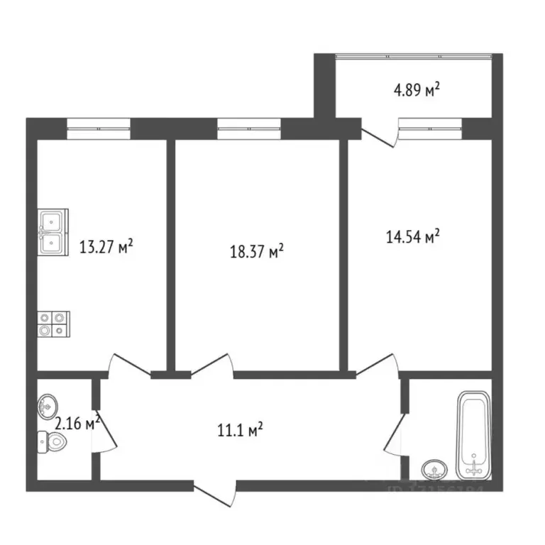 2-к кв. Тюменская область, Тюмень Широтная ул., 213 (60.5 м) - Фото 2