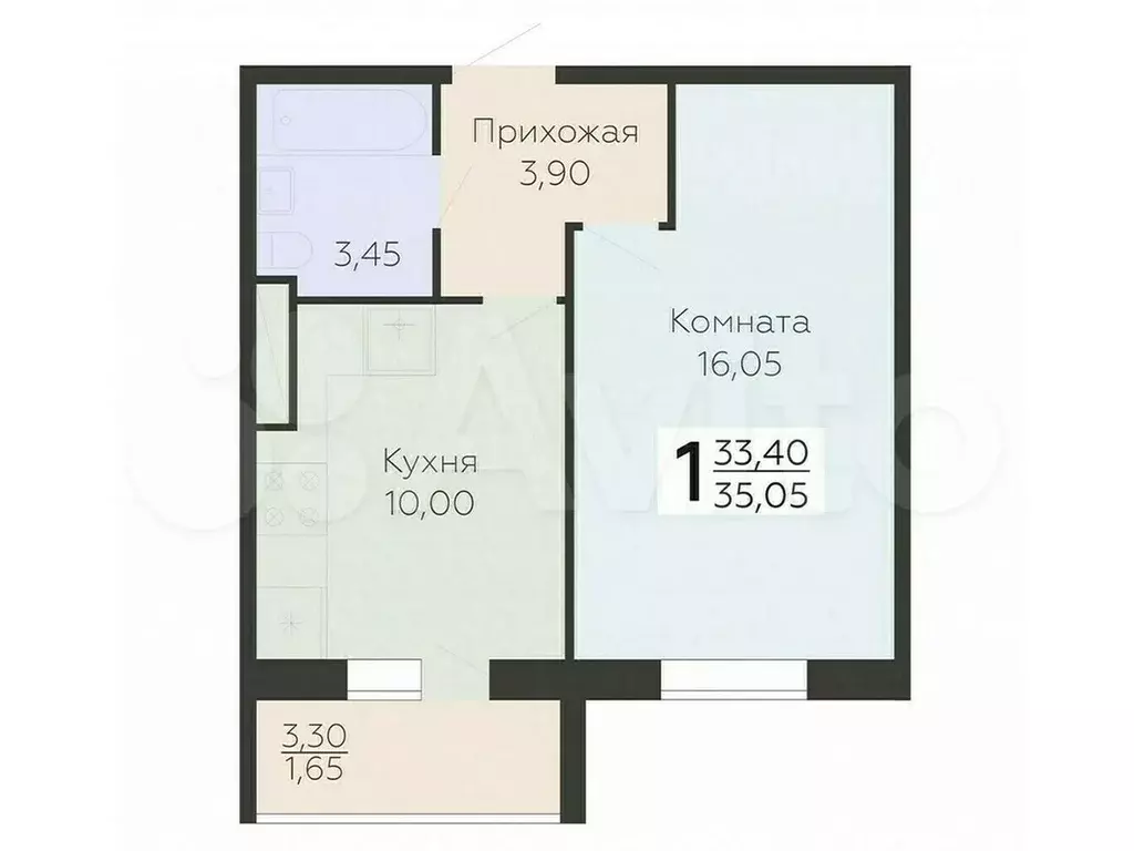 1-к. квартира, 35,1 м, 3/15 эт. - Фото 0