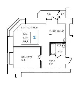 2-к кв. Амурская область, Благовещенск  (54.7 м) - Фото 0