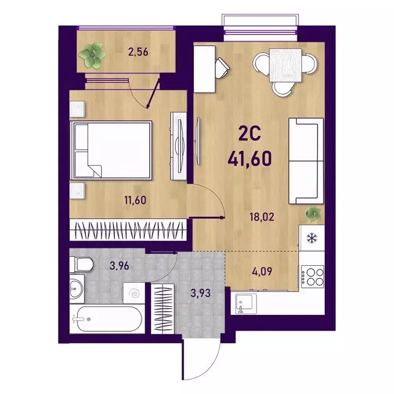 2-комнатная квартира: Новосибирск, Пермская улица, 12к2 (41.6 м) - Фото 0