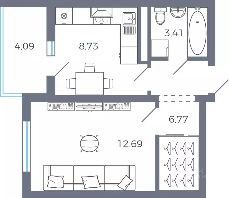 1-к кв. Самарская область, Волжский район, Лопатино с/пос, пос. ... - Фото 1