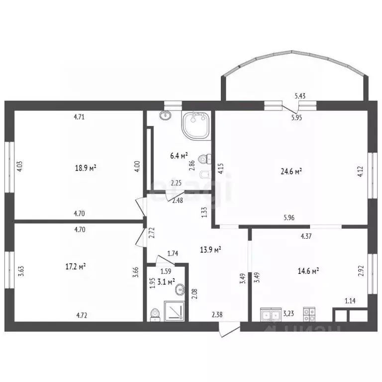 3-к кв. Чувашия, Чебоксары просп. Максима Горького, 10к1 (98.7 м) - Фото 2
