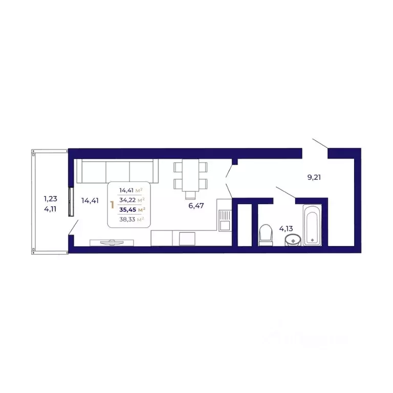 1-к кв. Башкортостан, Уфа Затон-Восточный жилрайон, Паруса жилой ... - Фото 1