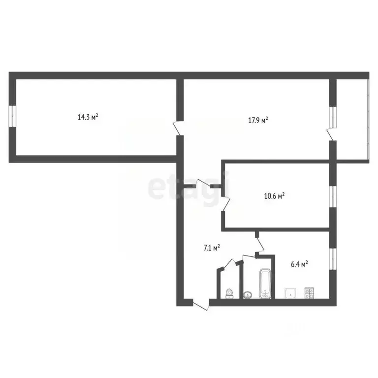 3-к кв. Воронежская область, Семилуки ул. Дзержинского, 15 (59.3 м) - Фото 1