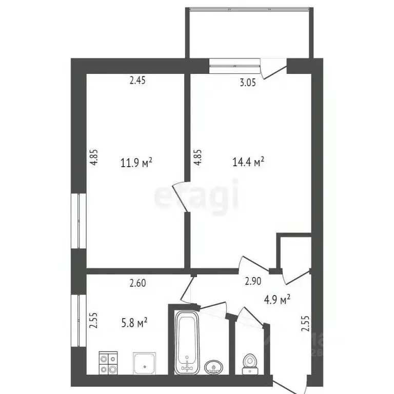 2-к кв. Орловская область, Орел ул. 5 Августа, 21 (40.5 м) - Фото 1