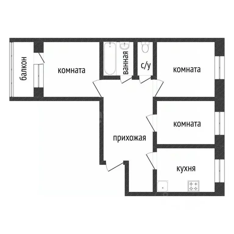 3-к кв. Курганская область, Курган Заозерный жилрайон, 5-й мкр, 9к3 ... - Фото 2