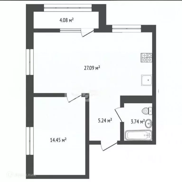 1-к кв. Тюменская область, Тюмень ул. Павла Никольского, 14 (50.1 м) - Фото 2