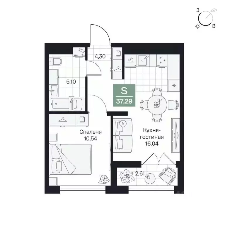 1-к кв. Волгоградская область, Волгоград просп. Имени В.И. Ленина, 59Г ... - Фото 1