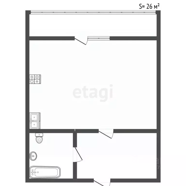 Студия Санкт-Петербург ул. Русановская, 20к3 (26.0 м) - Фото 2