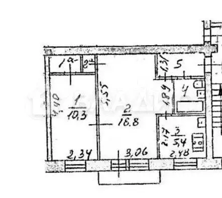 2-к. квартира, 43,1 м, 5/5 эт. - Фото 0