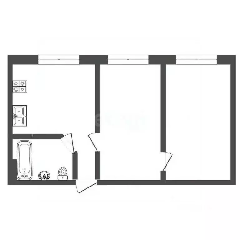 2-к кв. Крым, Бахчисарайский район, с. Вилино ул. Чапаева, 1 (44.3 м) - Фото 2