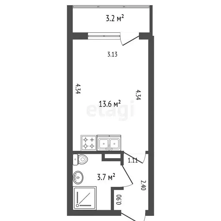 Квартира-студия: Мурино, Графская улица, 6к3 (21.3 м) - Фото 1