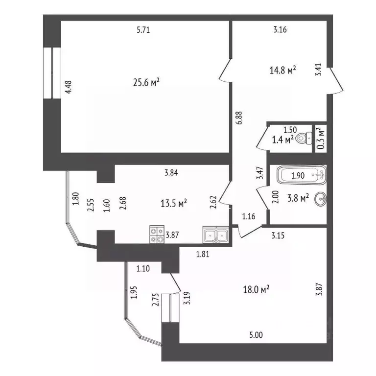 2-к кв. Тамбовская область, Мичуринск Липецкое ш., 44 (77.4 м) - Фото 2