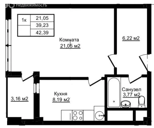 1-комнатная квартира: Сочи, Пластунская улица, 104А (42.39 м) - Фото 0