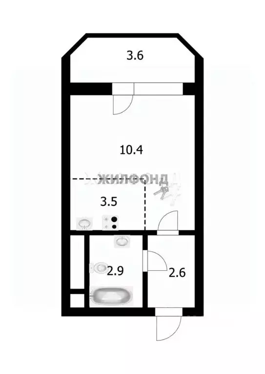 Студия Новосибирская область, Новосибирск ул. Одоевского, 1/11 (19.2 ... - Фото 0