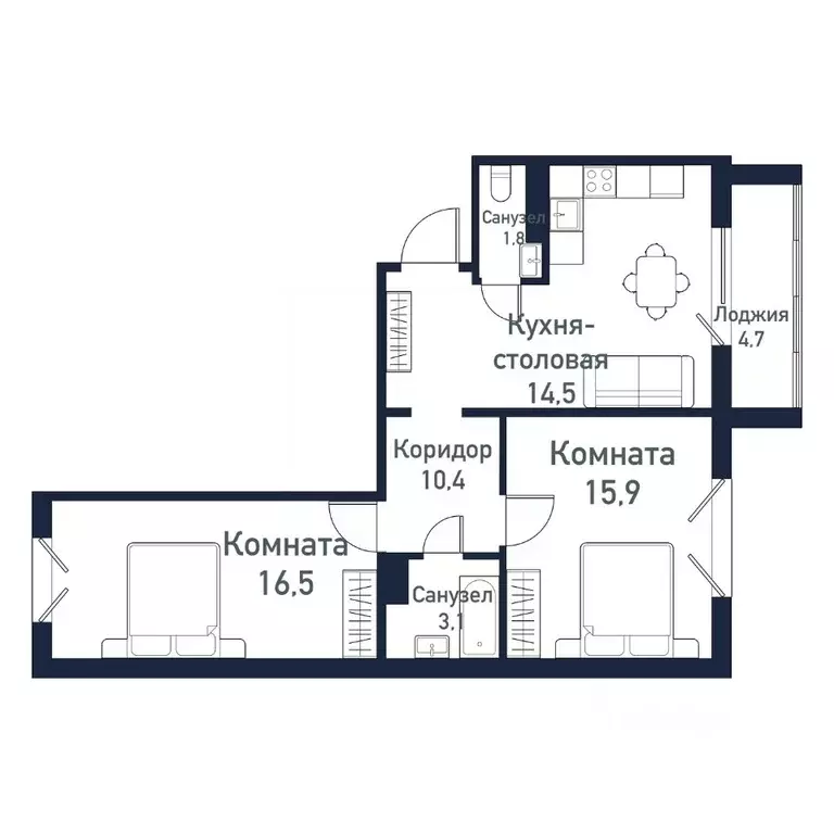 2-к кв. Челябинская область, Челябинский городской округ, пос. ... - Фото 1