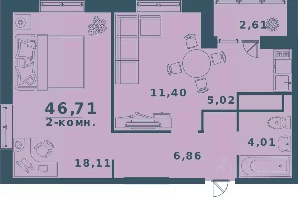 2-к кв. ульяновская область, ульяновск север мкр, юность жилой . - Фото 0