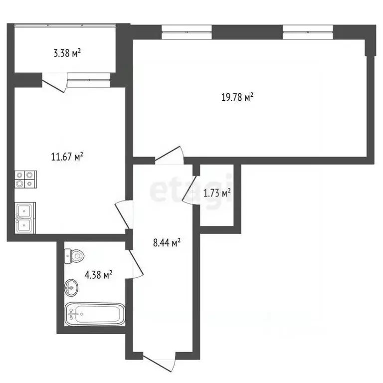 1-к кв. Ростовская область, Ростов-на-Дону ул. Матросова, 35 (48.0 м) - Фото 0