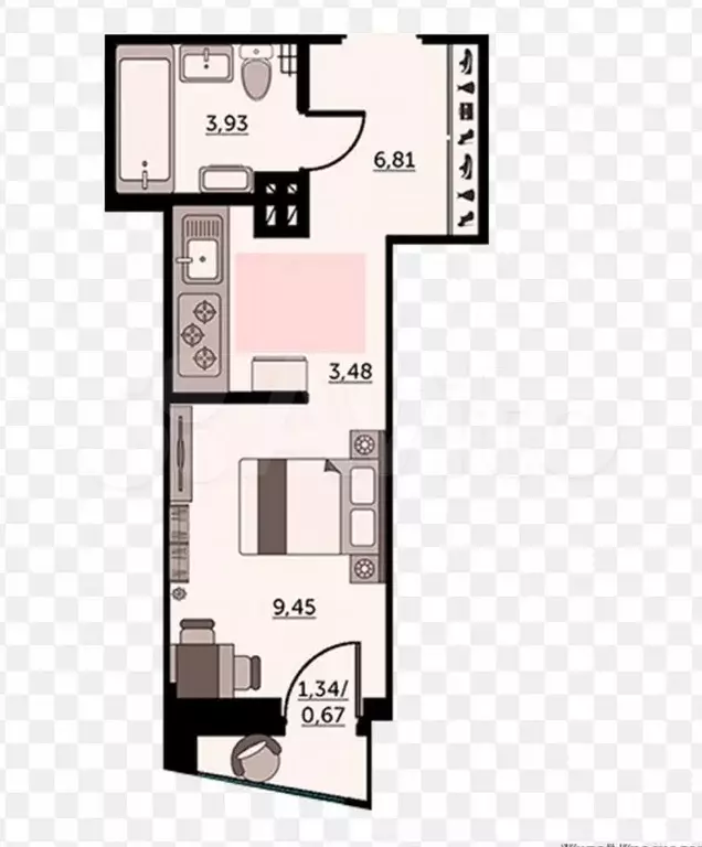 Квартира-студия, 25 м, 17/24 эт. - Фото 0