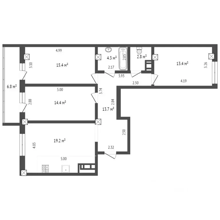 3-к кв. Тюменская область, Тюмень Кремлевская ул., 112к1 (83.0 м) - Фото 2