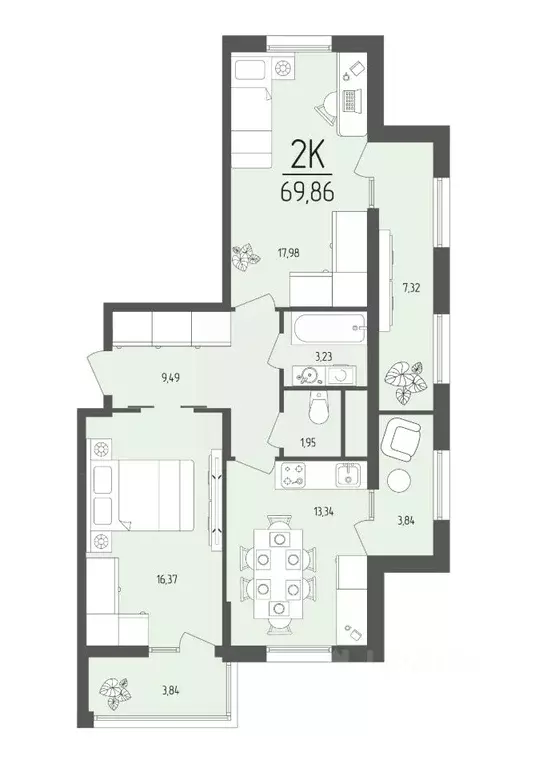 2-к кв. Крым, Евпатория ул. Крупской, 11А (69.86 м) - Фото 1