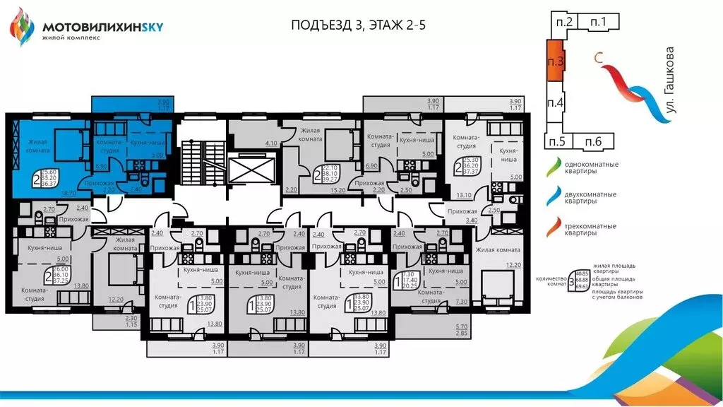 2-комнатная квартира: Пермь, улица Гашкова, 58 (35 м) - Фото 1