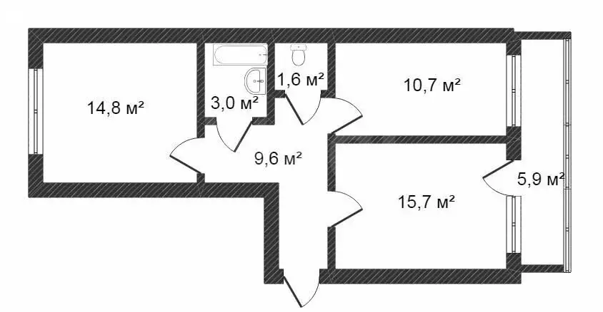 2-комнатная квартира: Тюмень, улица Избышева, 6 (55.8 м) - Фото 0