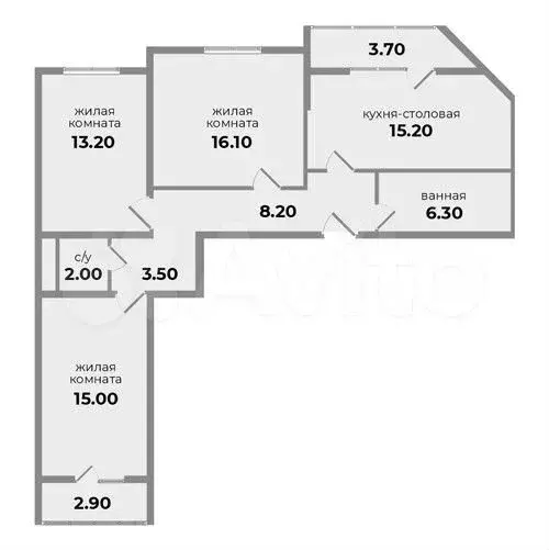 3-к. квартира, 80,2 м, 7/9 эт. - Фото 0