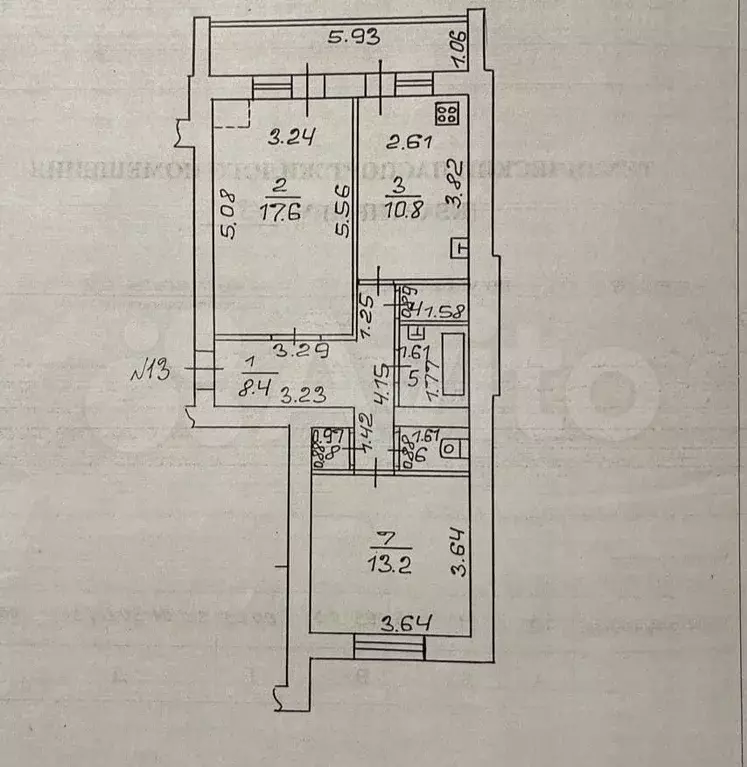 2-к. квартира, 56,9 м, 5/5 эт. - Фото 0