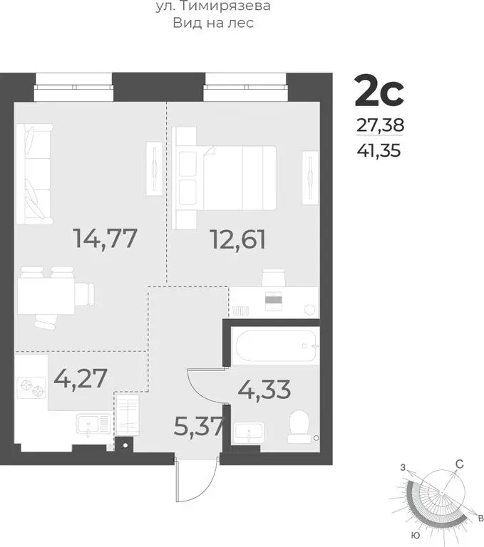 2-комнатная квартира: Новосибирск, Плановая улица, 60А (41.4 м) - Фото 0