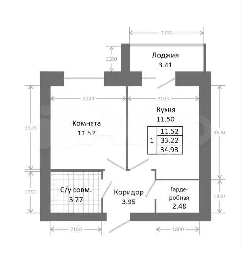 1-к. квартира, 36,6 м, 2/9 эт. - Фото 0