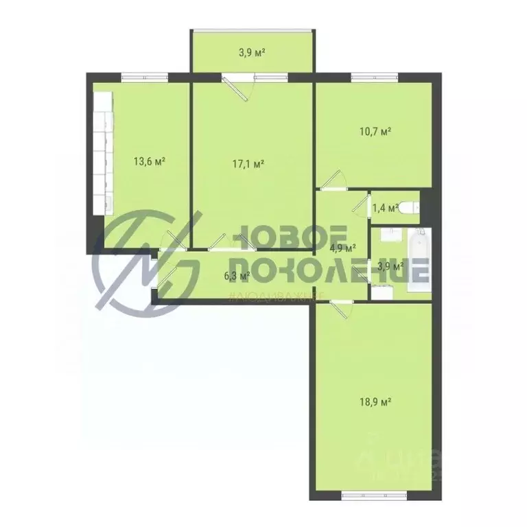 3-к кв. Омская область, Омск проезд 4-й Амурский, 15 (77.0 м) - Фото 1