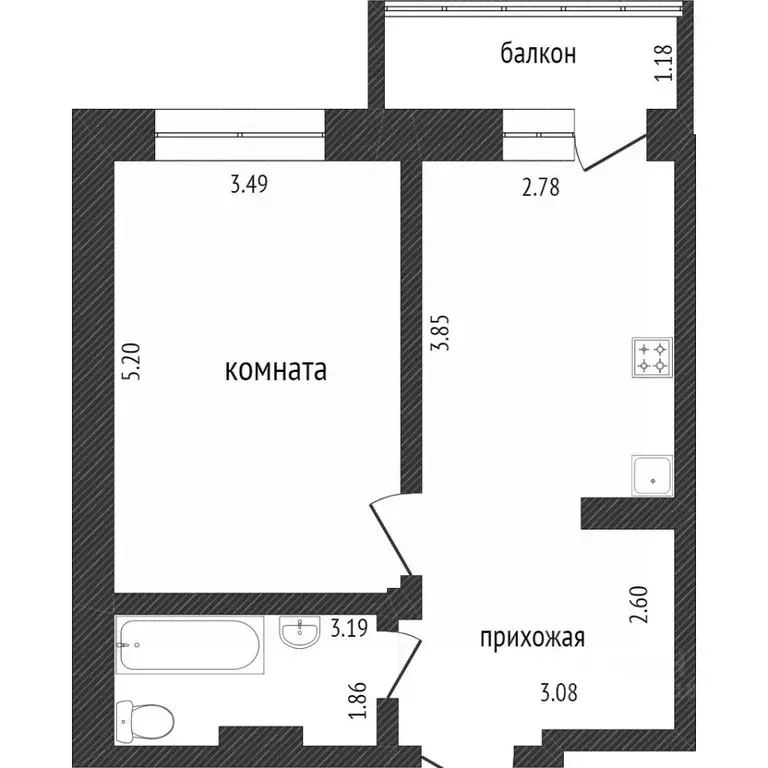 1-к кв. Омская область, Омск просп. Комарова, 21К1 (44.0 м) - Фото 1