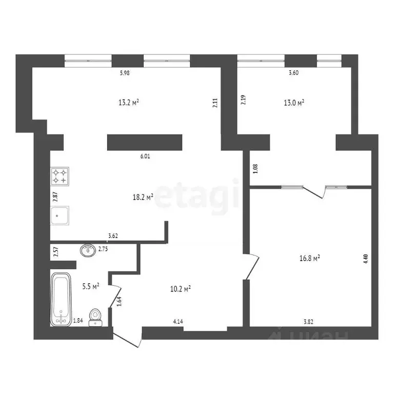 2-к кв. Крым, Евпатория ул. Демышева, 110Ак1 (76.9 м) - Фото 2