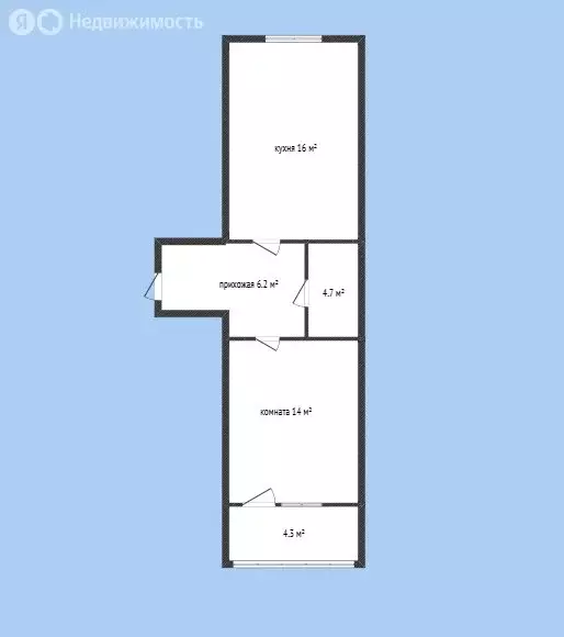 1-комнатная квартира: территория Цемдолина, Солнечная улица, 6 (45.7 ... - Фото 2