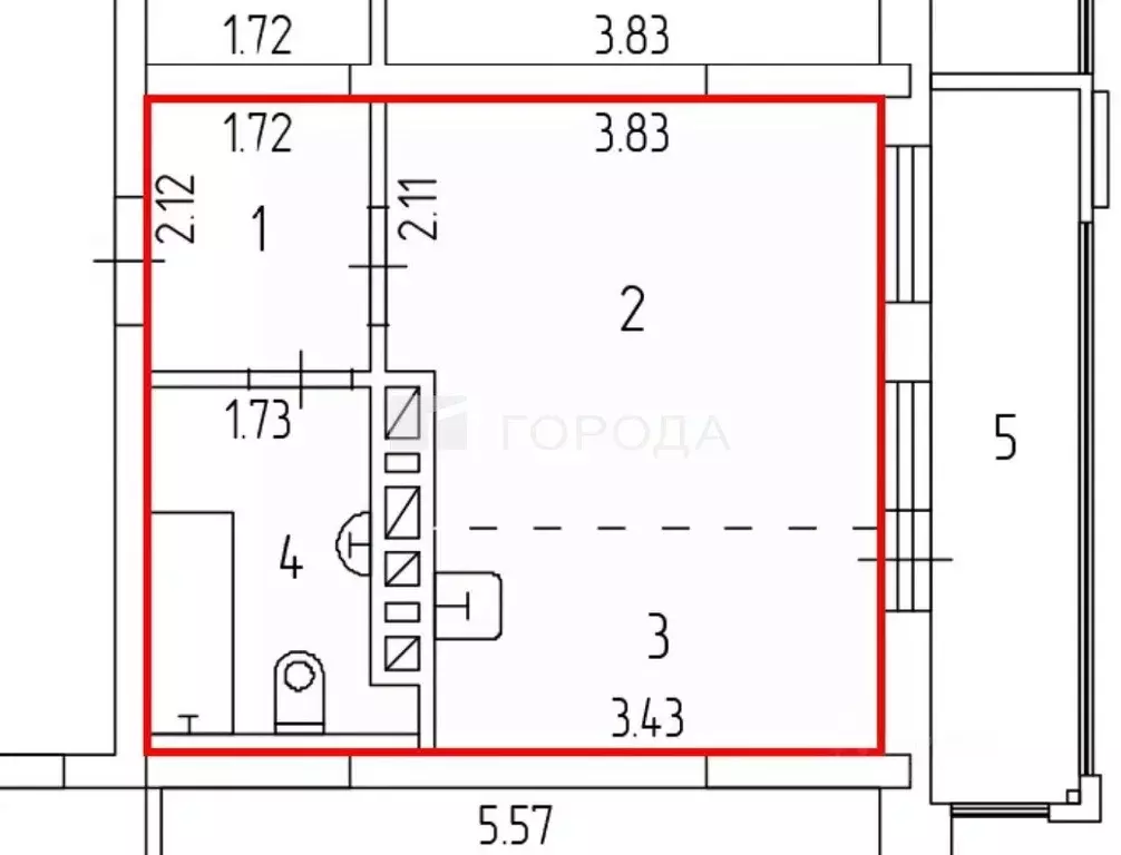 Студия Новосибирская область, Новосибирск Овражная ул., 3 (26.8 м) - Фото 1