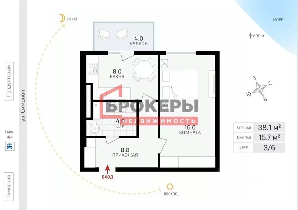 1-к кв. Севастополь ул. Симонок, 55В (38.1 м) - Фото 2