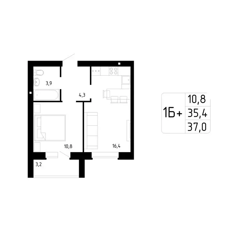 1-комнатная квартира: Стерлитамак, Магистральная улица, 78 (37 м) - Фото 0