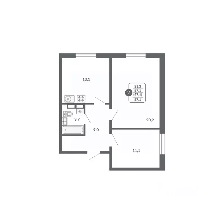 2-к кв. Кировская область, Киров ул. Потребкооперации, 34 (57.1 м) - Фото 0