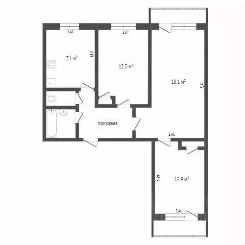 3-к кв. Новосибирская область, Новосибирск Полтавская ул., 43 (86.0 м) - Фото 1
