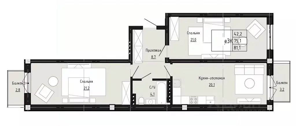 3-к кв. Дагестан, Дербент  (81.1 м) - Фото 1