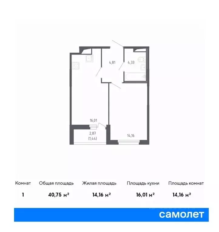 1-к кв. Санкт-Петербург Сандэй жилой комплекс, 7.3 (40.75 м) - Фото 0