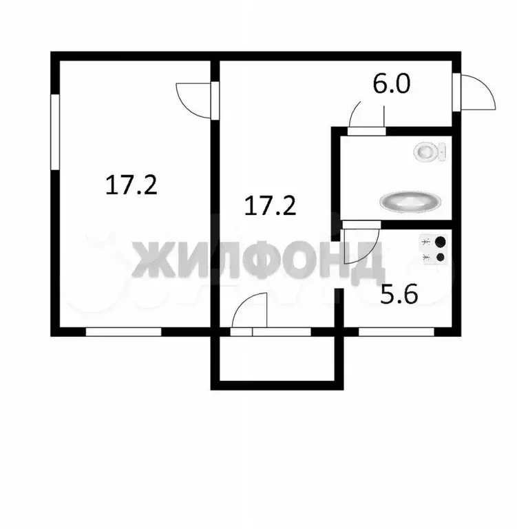 2-к. квартира, 47 м, 5/5 эт. - Фото 0