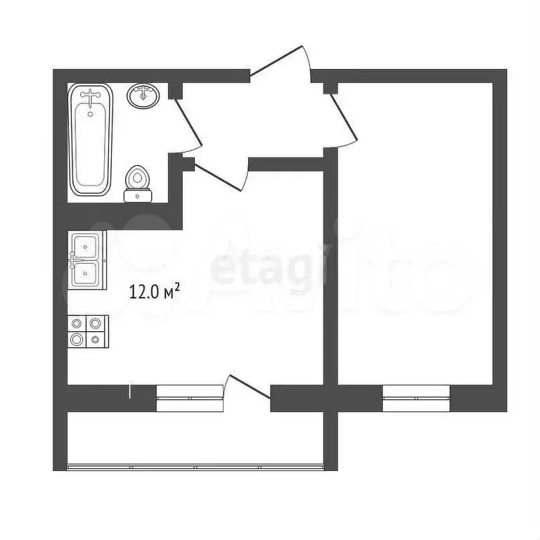 1-к. квартира, 42 м, 3/10 эт. - Фото 0