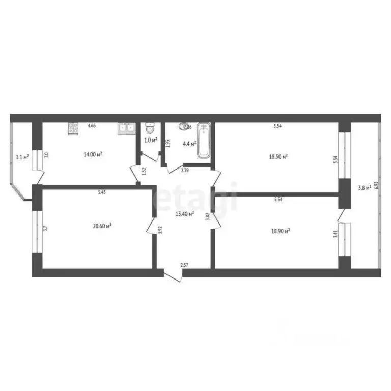 3-к кв. Забайкальский край, Чита ул. Токмакова, 46 (91.6 м) - Фото 1