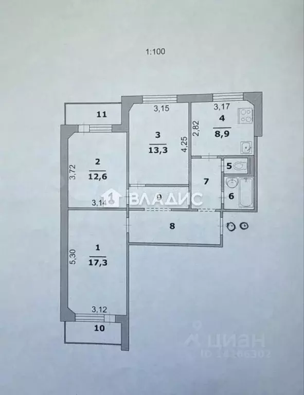 3-к кв. Белгородская область, Белгород просп. Славы, 6 (73.4 м) - Фото 2