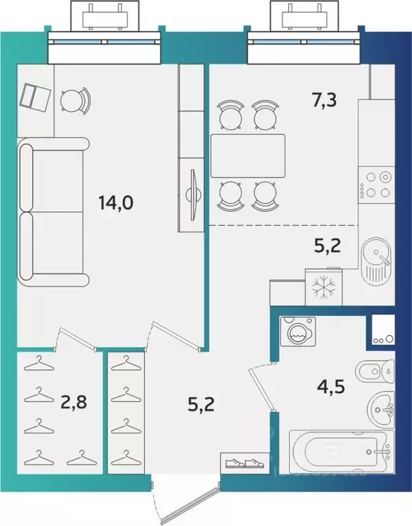 1-к кв. Татарстан, Альметьевск Объездная ул. (31.7 м) - Фото 1